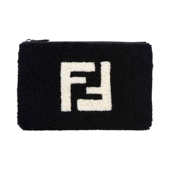 NWT AUTHENTIC FENDI SHEARLING CALFSKIN CLUTCH BAG - Picture 1 of 3